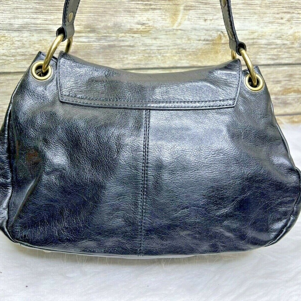 Kate Landry Black Genuine Leather Studded Accent Purse Shoulder Bag Tote - Picture 5 of 11